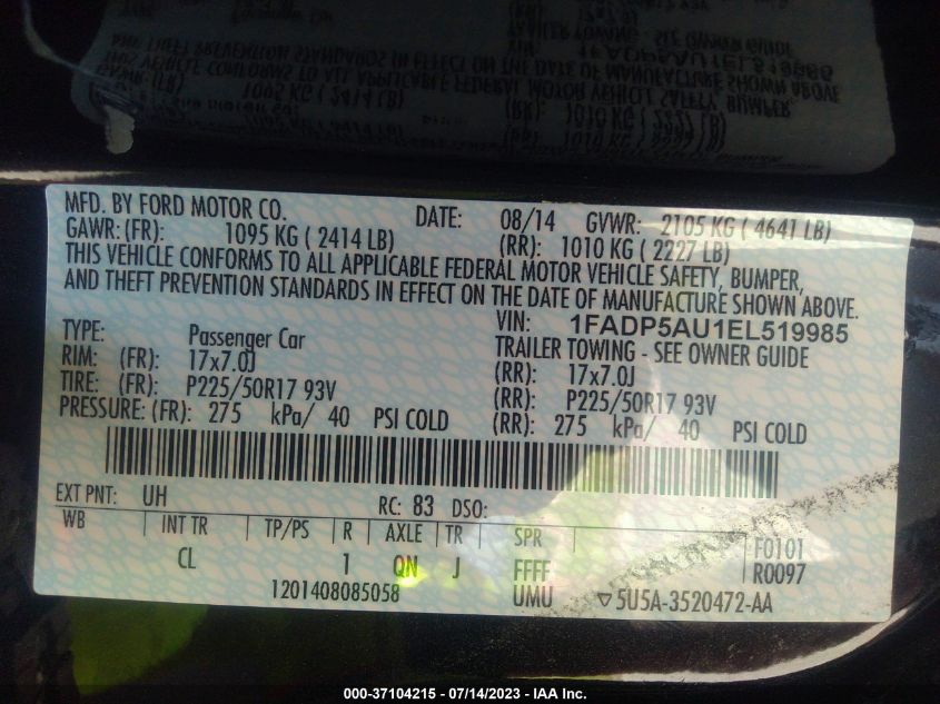 2014 FORD C-MAX HYBRID SE - 1FADP5AU1EL519985