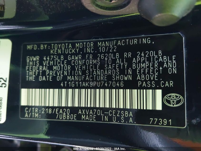 2023 TOYOTA CAMRY SE/SE NIGHTSHADE - 4T1G11AK9PU747046