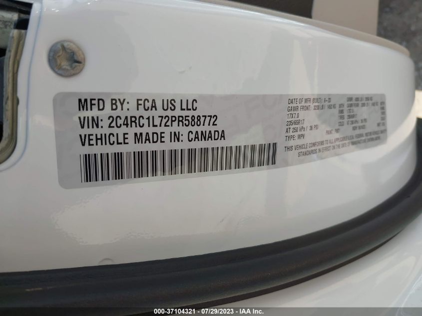 2023 CHRYSLER PACIFICA - 2C4RC1L72PR588772