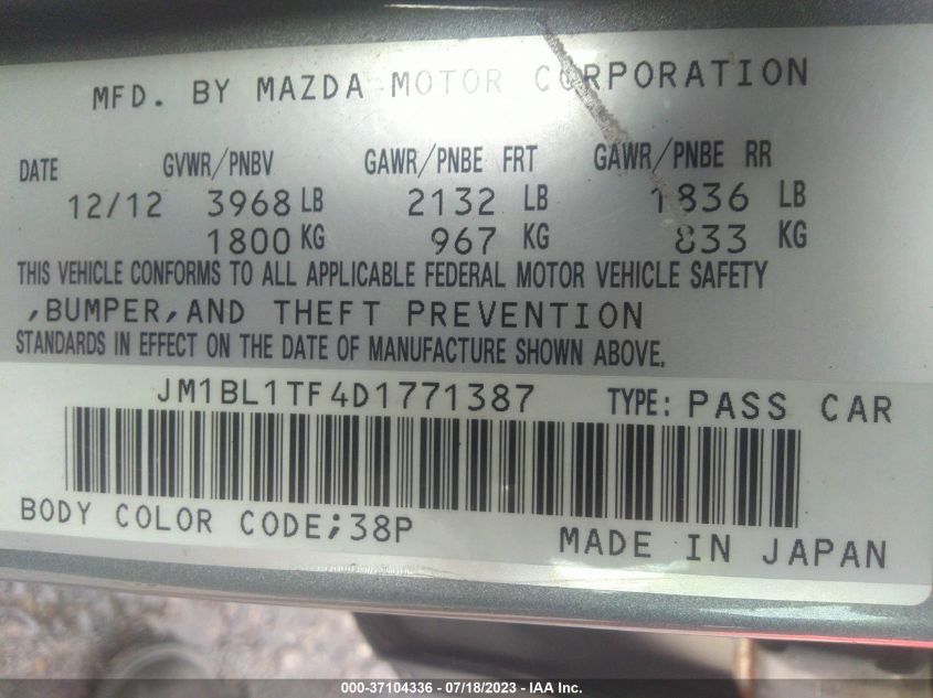 2013 MAZDA MAZDA3 I SV - JM1BL1TF4D1771387