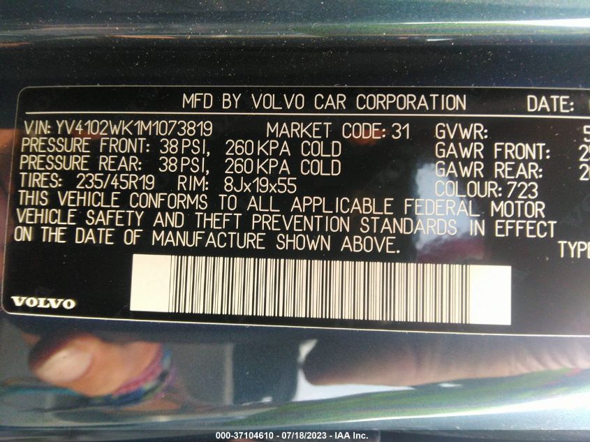 2021 VOLVO V60 CROSS COUNTRY - YV4102WK1M1073819