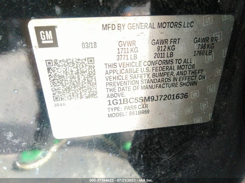 2018 CHEVROLET CRUZE LS - 1G1BC5SM9J7201636