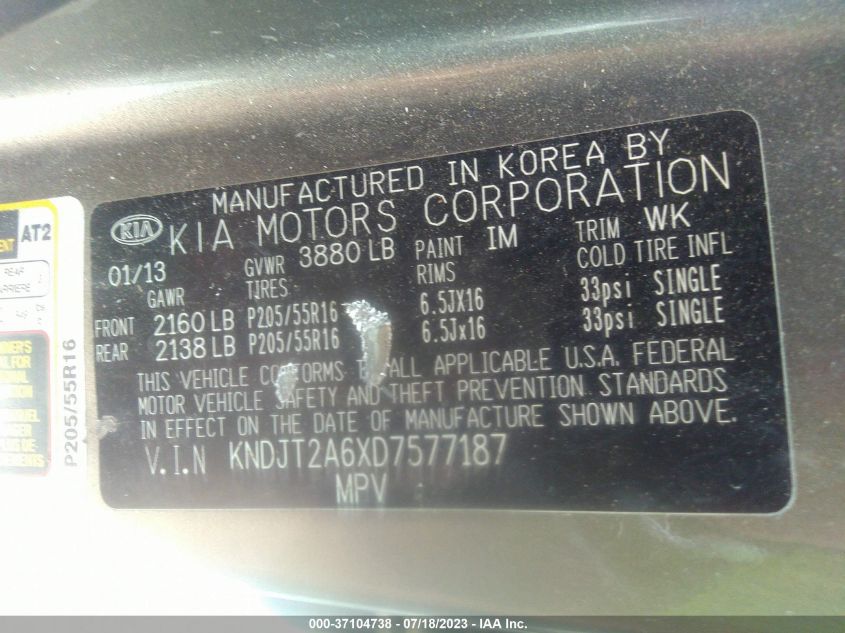 2013 KIA SOUL + - KNDJT2A6XD7577187