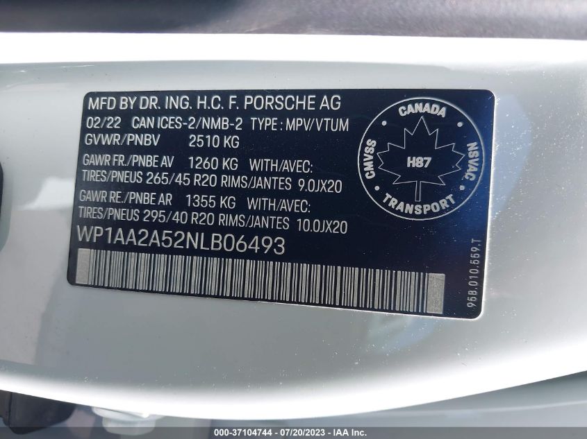 2022 PORSCHE MACAN - WP1AA2A52NLB06493