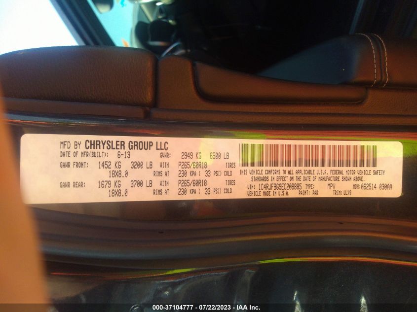 2014 JEEP GRAND CHEROKEE LIMITED - 1C4RJFBG9EC208885