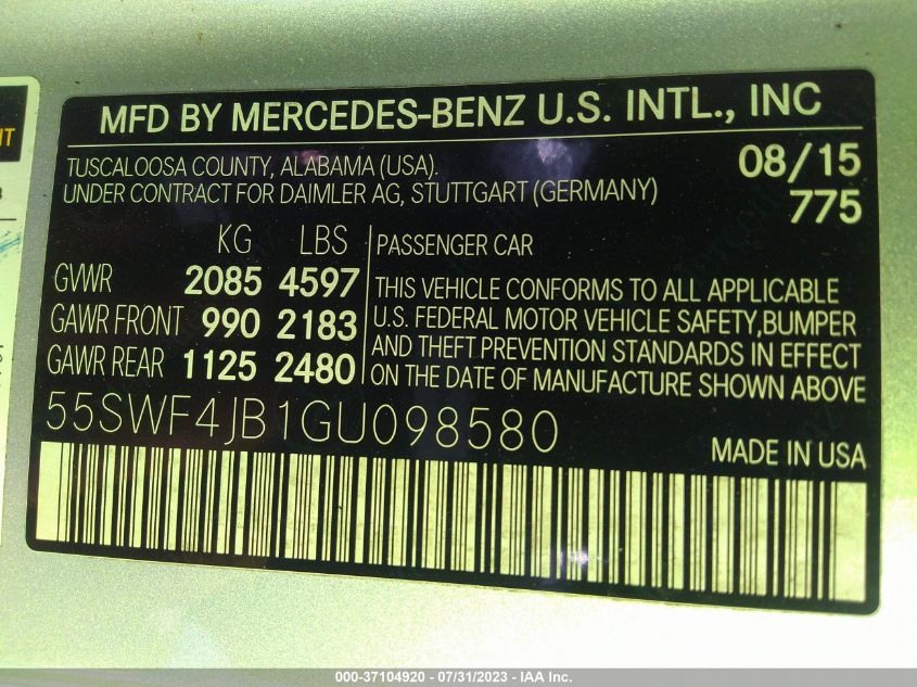 2016 MERCEDES-BENZ C-CLASS C 300 - 55SWF4JB1GU098580