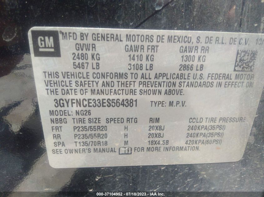 2014 CADILLAC SRX PERFORMANCE COLLECTION - 3GYFNCE33ES564381
