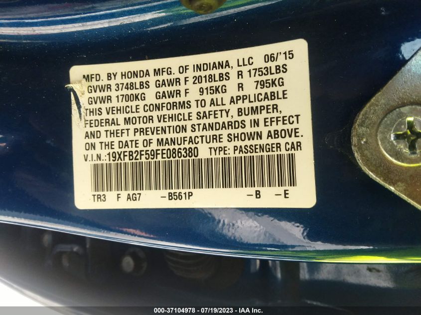 2015 HONDA CIVIC SEDAN LX - 19XFB2F59FE086380