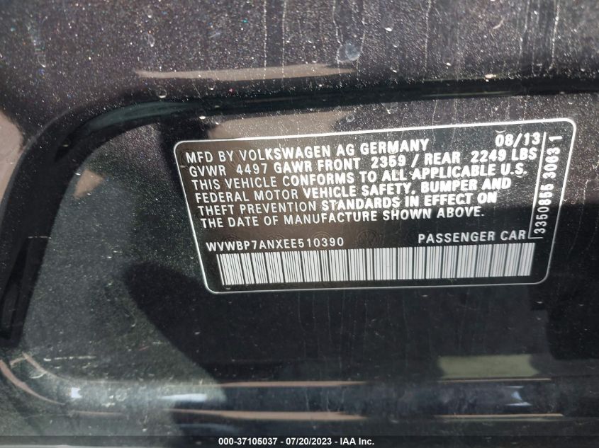 2014 VOLKSWAGEN CC SPORT - WVWBP7ANXEE510390