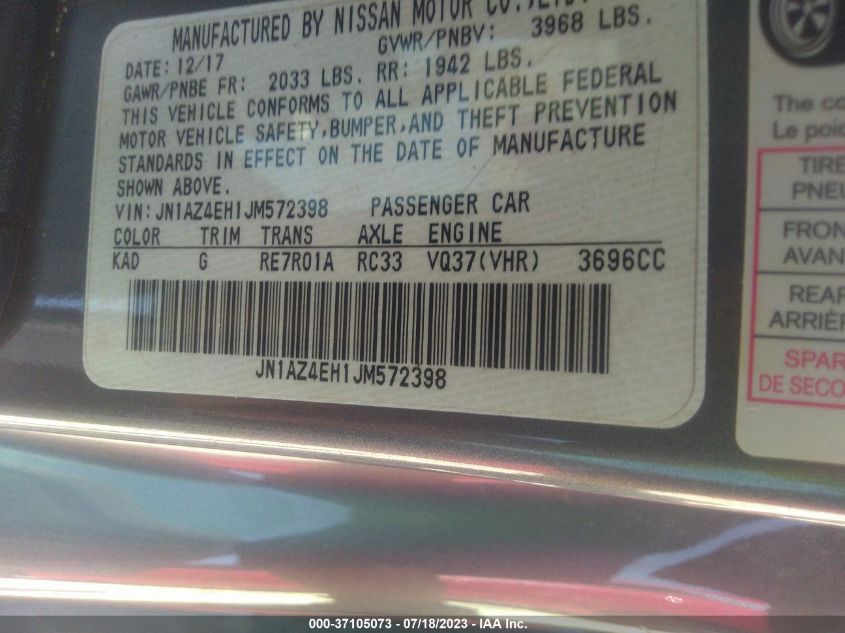 2018 NISSAN 370Z COUPE JN1AZ4EH1JM572398