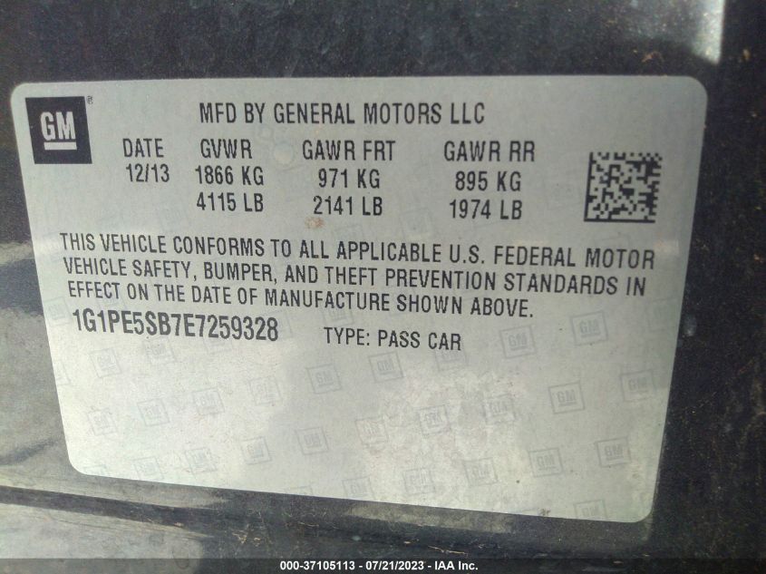 2014 CHEVROLET CRUZE 2LT - 1G1PE5SB7E7259328