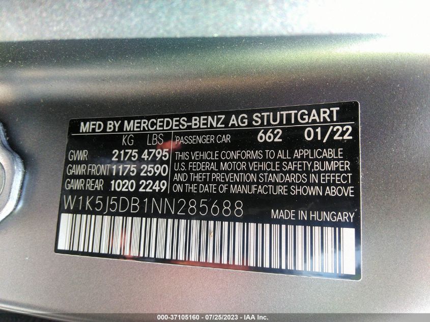 2022 MERCEDES-BENZ CLA AMG CLA 45 - W1K5J5DB1NN285688
