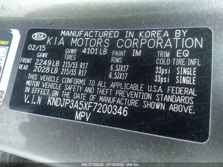 2015 KIA SOUL + - KNDJP3A5XF7200346