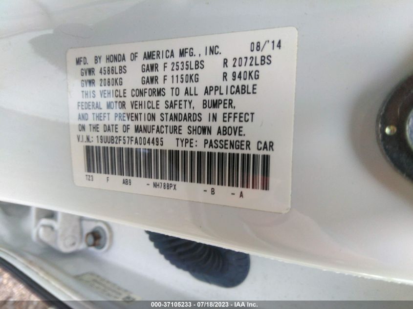 2015 ACURA TLX V6 TECH - 19UUB2F57FA004495