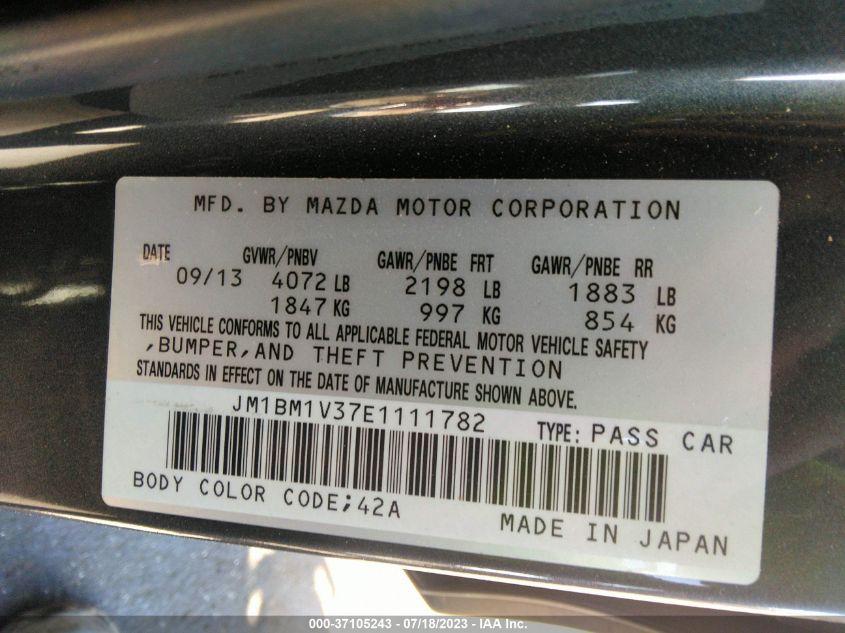 2014 MAZDA MAZDA3 S TOURING - JM1BM1V37E1111782