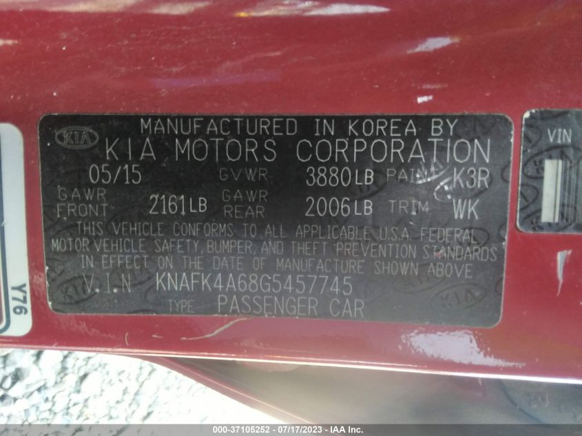 2016 KIA FORTE LX - KNAFK4A68G5457745
