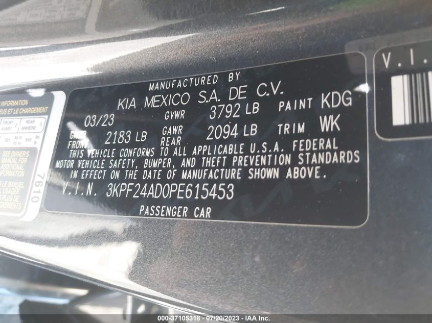 2023 KIA FORTE LXS - 3KPF24AD0PE615453