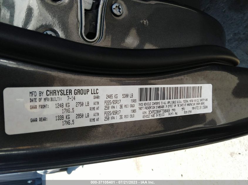 2015 DODGE JOURNEY SXT - 3C4PDCBB0FT506460