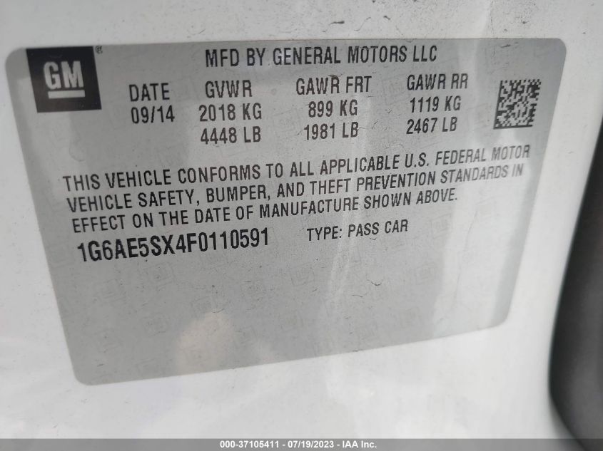 2015 CADILLAC ATS SEDAN PREMIUM RWD - 1G6AE5SX4F0110591