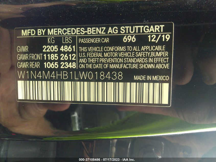2020 MERCEDES-BENZ GLB GLB 250 W1N4M4HB1LW018438