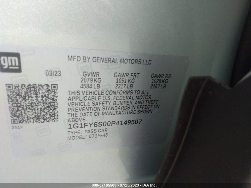 2023 CHEVROLET BOLT EUV LT 1G1FY6S00P4149507