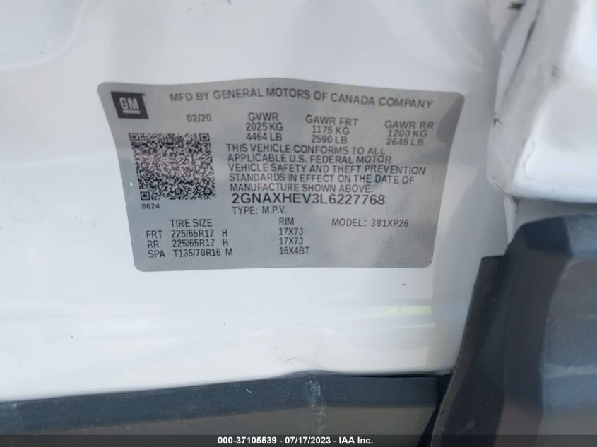 2020 CHEVROLET EQUINOX LS - 2GNAXHEV3L6227768