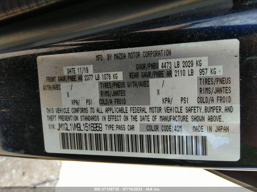2020 MAZDA MAZDA6 TOURING - JM1GL1VM9L1516959