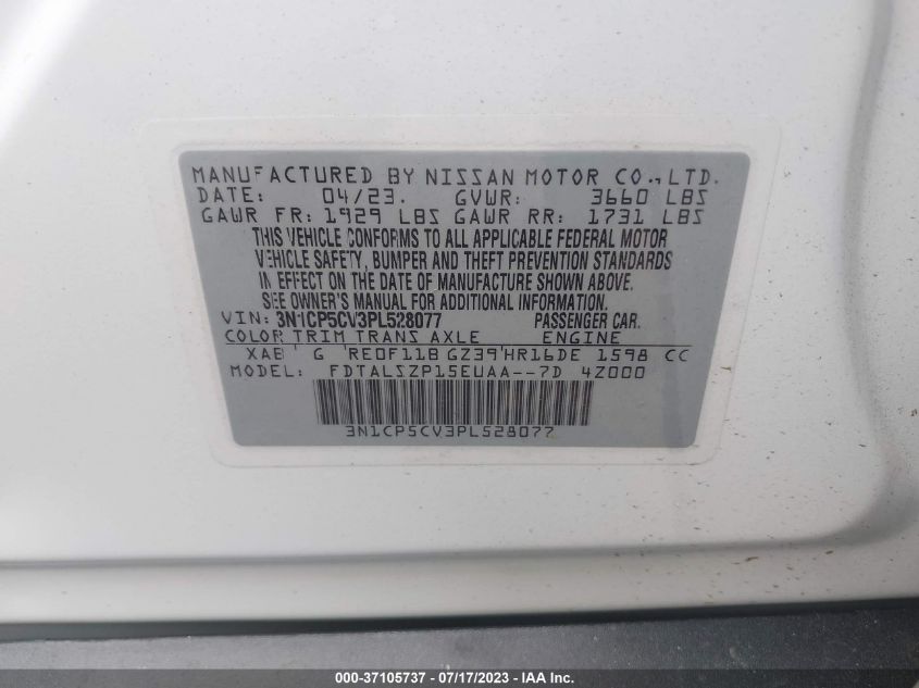 2023 NISSAN KICKS SV - 3N1CP5ZV3PL528077
