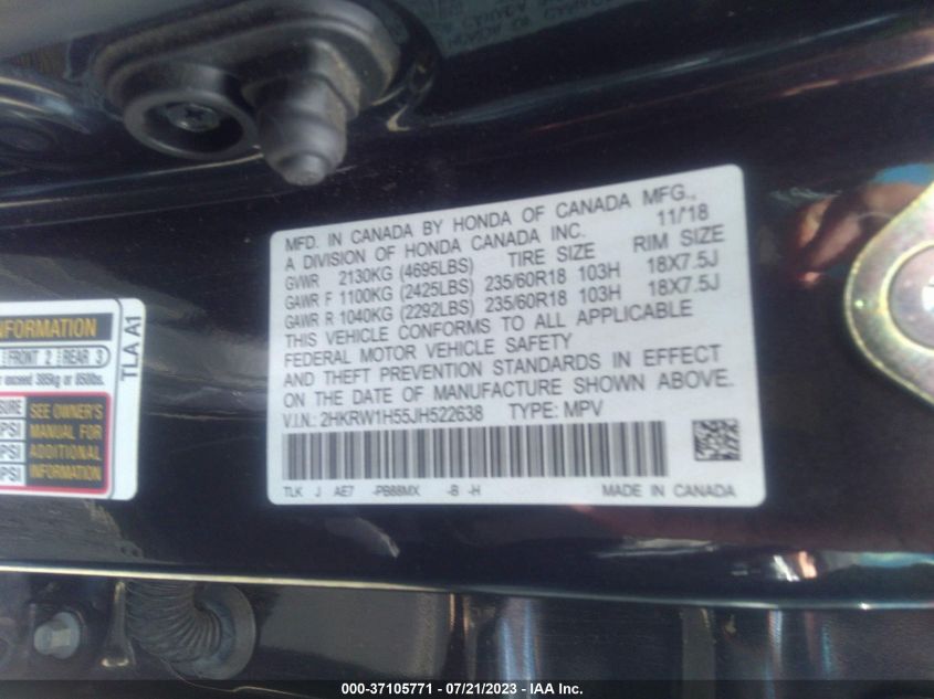 2018 HONDA CR-V EX - 2HKRW1H55JH522638