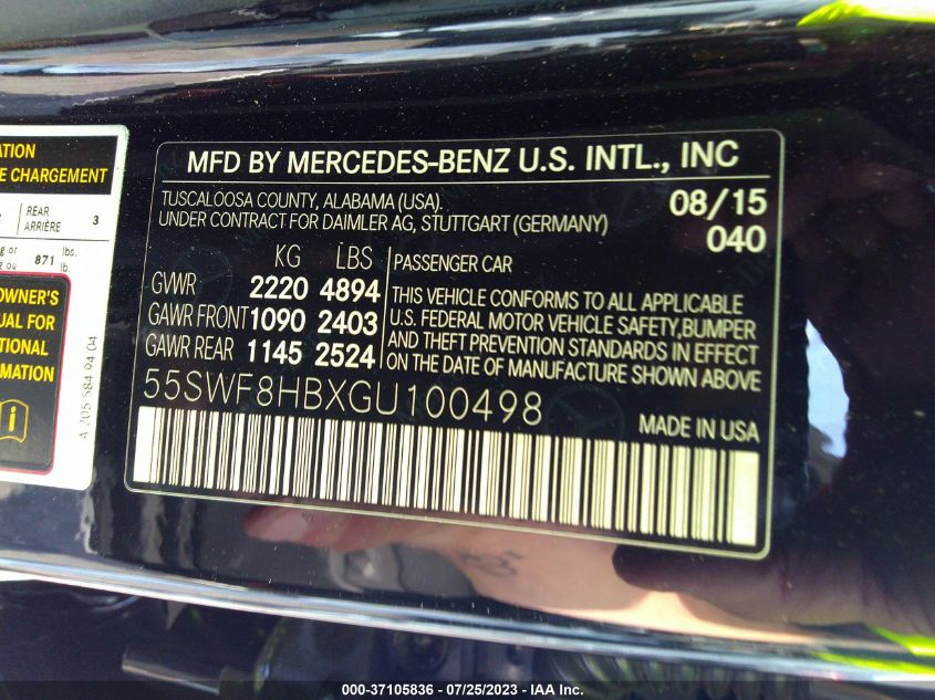 2016 MERCEDES-BENZ C-CLASS AMG C 63 S - 55SWF8HBXGU100498