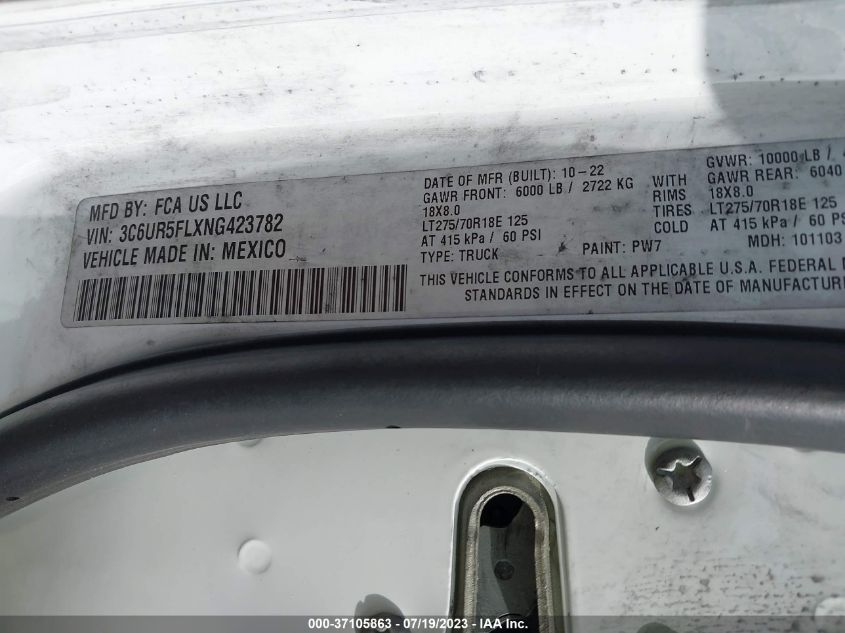 2022 RAM 2500 LARAMIE - 3C6UR5FLXNG423782