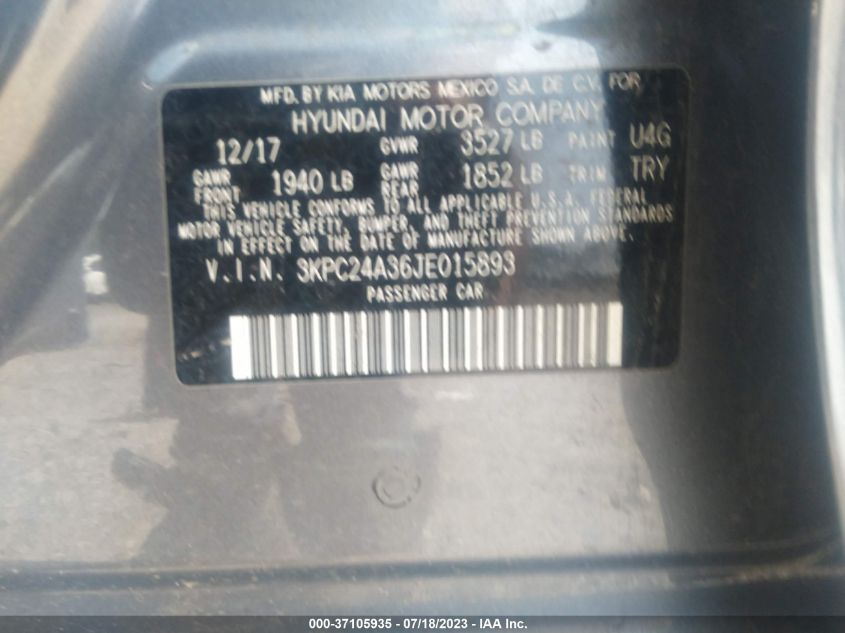 2018 HYUNDAI ACCENT SE - 3KPC24A36JE015893