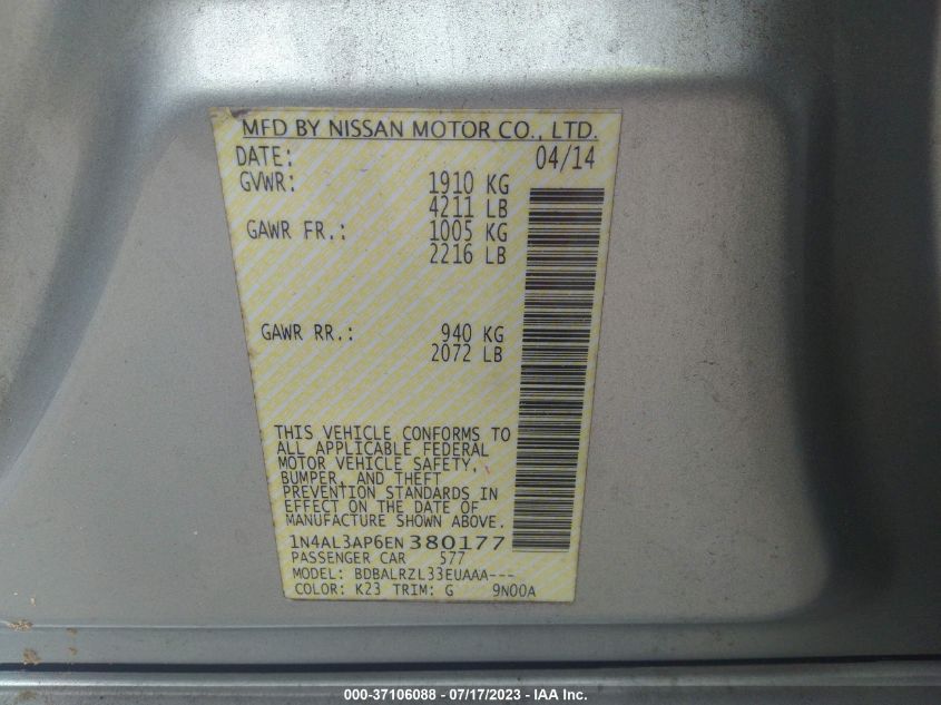 2014 NISSAN ALTIMA 2.5 - 1N4AL3AP6EN380177