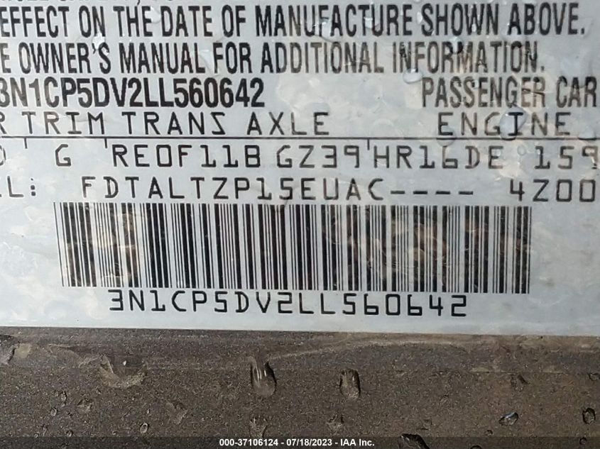 2020 NISSAN KICKS SR - 3N1CP5DV2LL560642