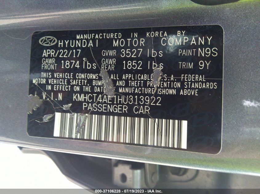 2017 HYUNDAI ACCENT SE - KMHCT4AE1HU313922
