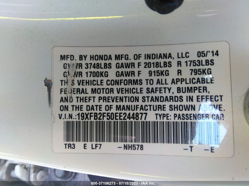 2014 HONDA CIVIC SEDAN LX - 19XFB2F50EE244877