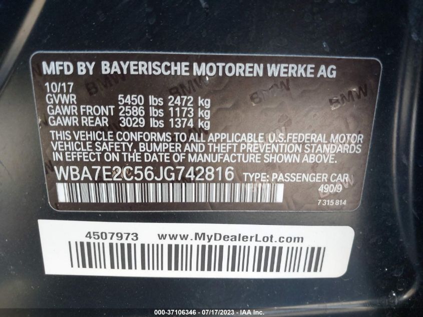 2018 BMW 7 SERIES 740I - WBA7E2C56JG742816