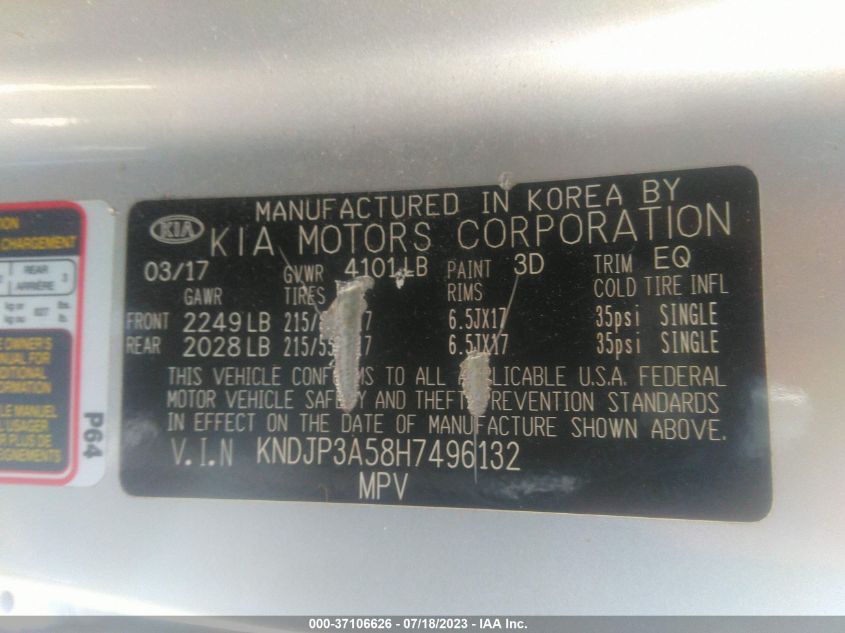 2017 KIA SOUL + - KNDJP3A58H7496132