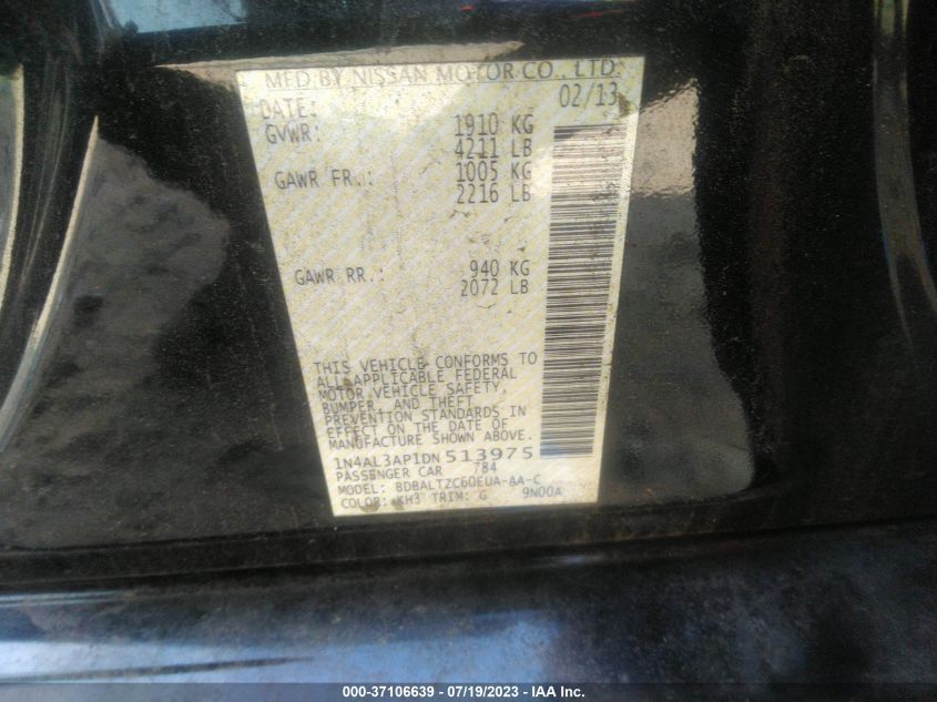 2013 NISSAN ALTIMA 2.5 SV - 1N4AL3AP1DN513975