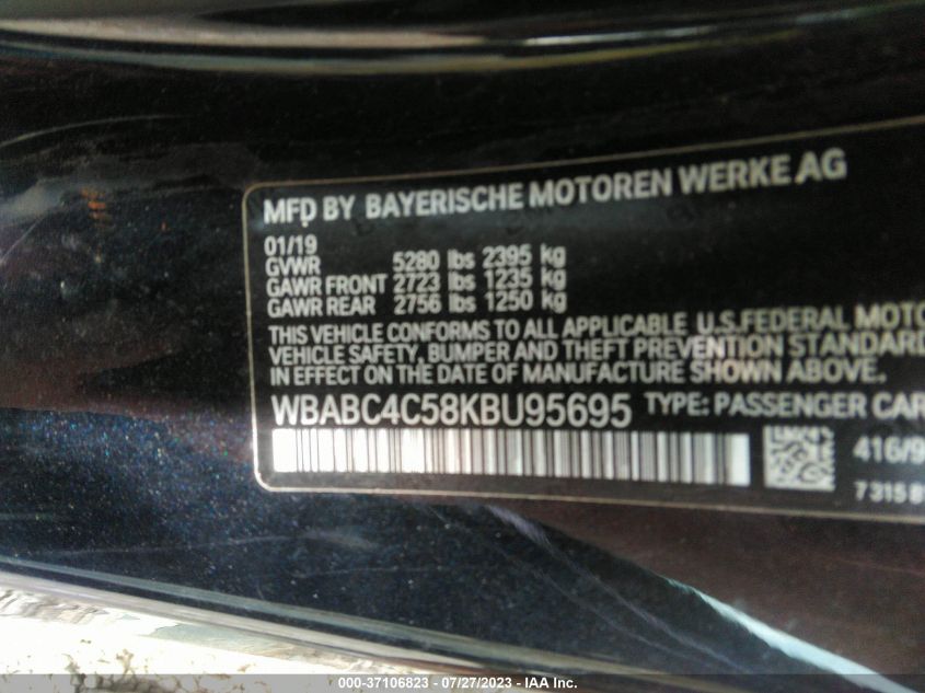 2019 BMW 8 SERIES M850I XDRIVE - WBABC4C58KBU95695