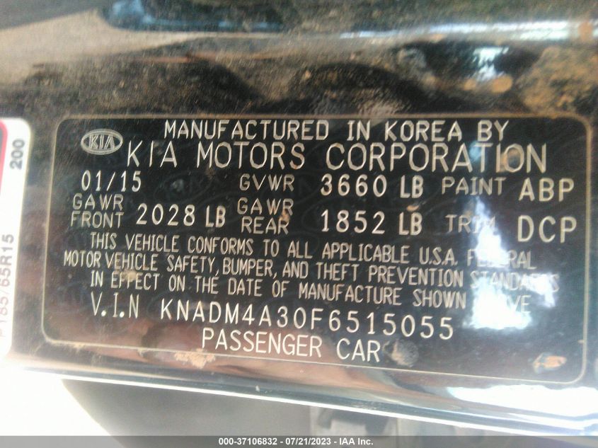 2015 KIA RIO LX - KNADM4A30F6515055