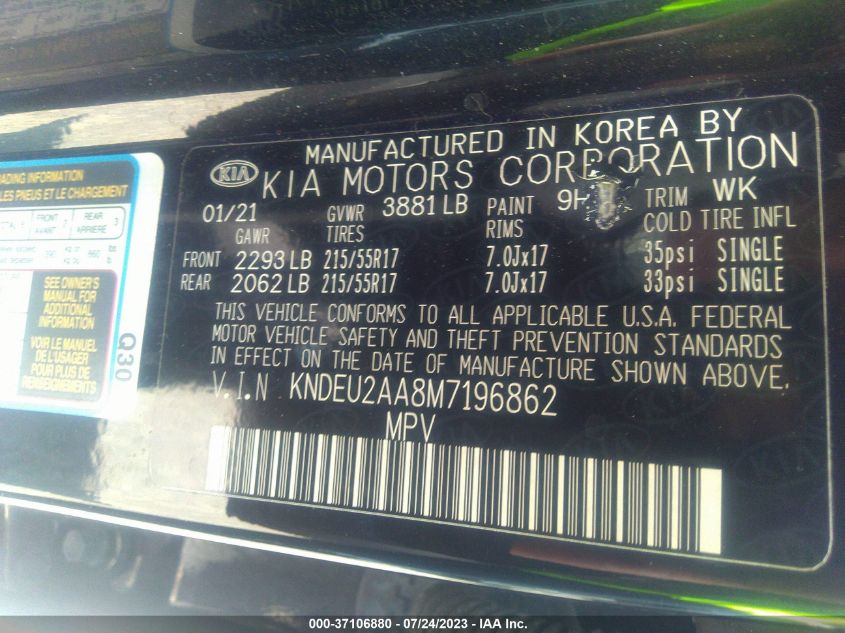2021 KIA SELTOS S - KNDEU2AA8M7196862