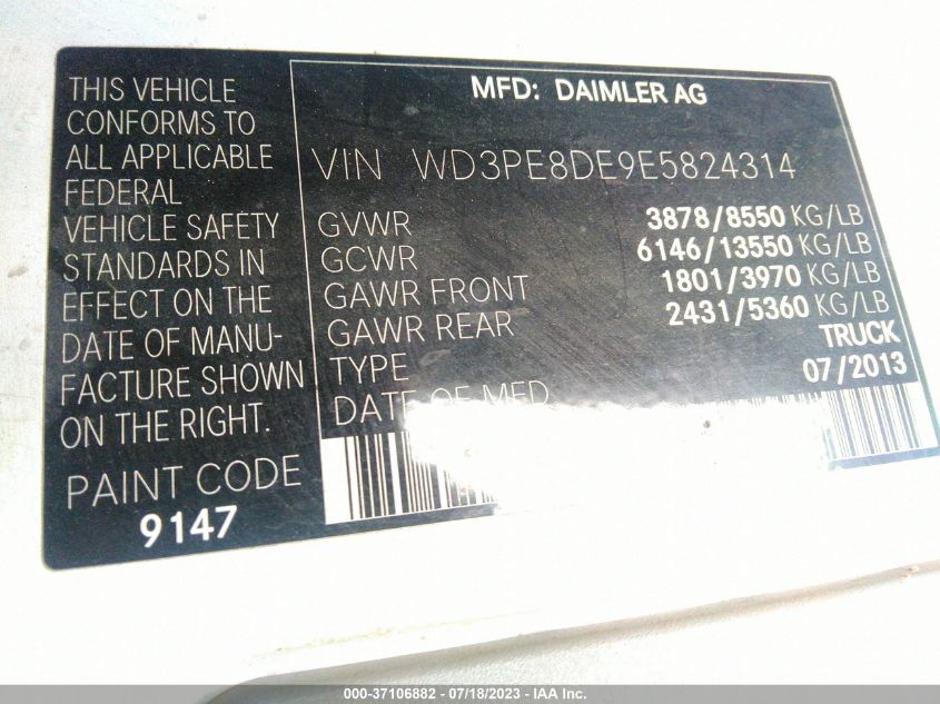 2014 MERCEDES-BENZ SPRINTER CARGO VANS WD3PE8DE9E5824314