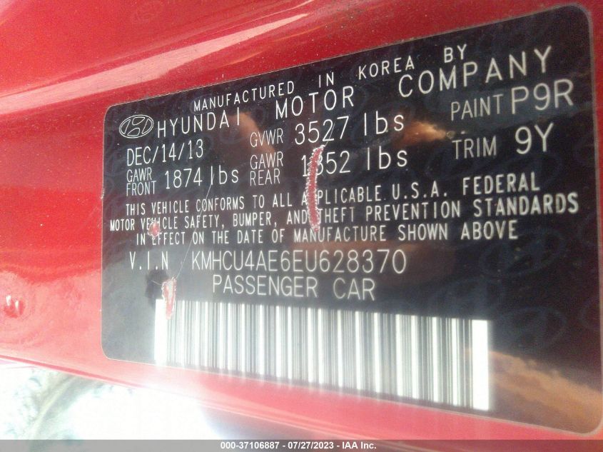 2014 HYUNDAI ACCENT GLS - KMHCU4AE6EU628370