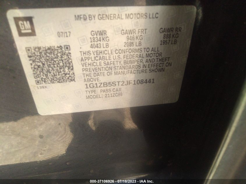 2018 CHEVROLET MALIBU LS - 1G1ZB5ST2JF108441