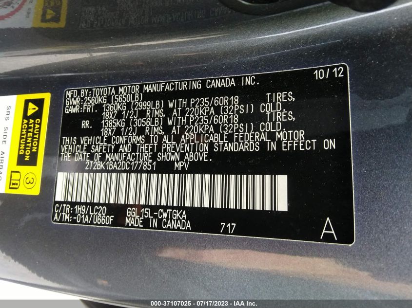 2013 LEXUS RX 350 - 2T2BK1BA2DC177851