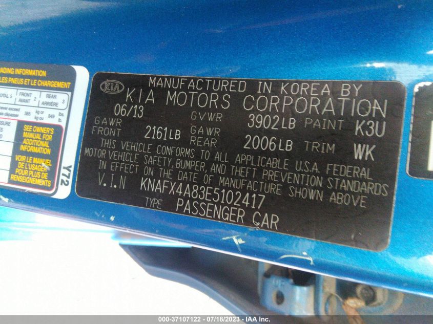 2014 KIA FORTE EX - KNAFX4A83E5102417