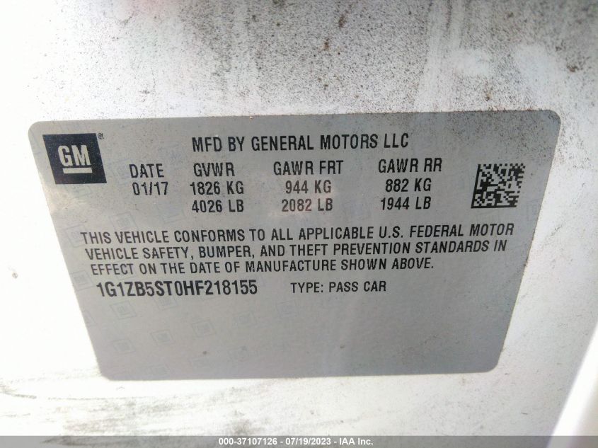 2017 CHEVROLET MALIBU LS - 1G1ZB5ST0HF218155
