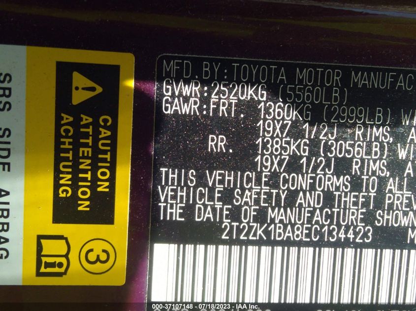 2014 LEXUS RX 350 - 2T2ZK1BA8EC134423
