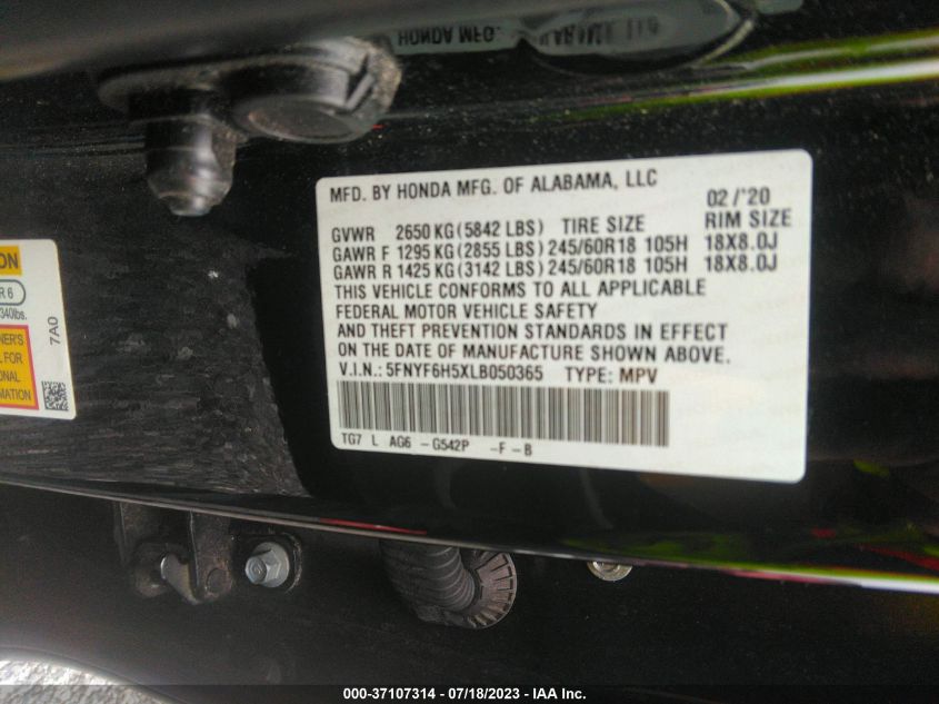 2020 HONDA PILOT EXL - 5FNYF6H5XLB050365